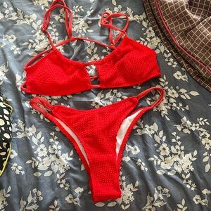 shein size medium red two piece bikini